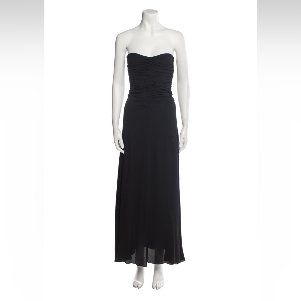 Forte Silk Blend Black Strapless Ruched Dress